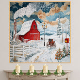 Rustic Winter Escape – Cozy Snowy House and Sleigh Ride Print on Ready to Hang 1.5" Thick Canvas Wrap, Floating Framed Canvas, Flat Rolled Canvas